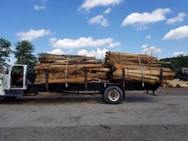 Slab wood loaded on truck